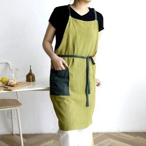 ZHUTU H&H Japanese Linen Apron for Women with Pocket Soft Lightweight